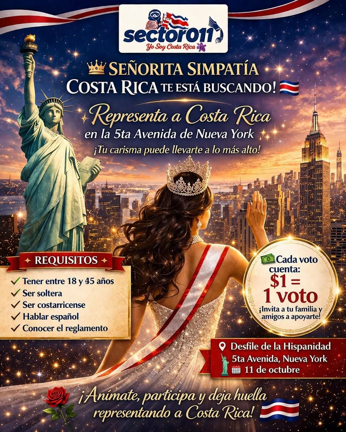 Señorita Simpatía Costa Rica — representá a Costa Rica en Nueva York