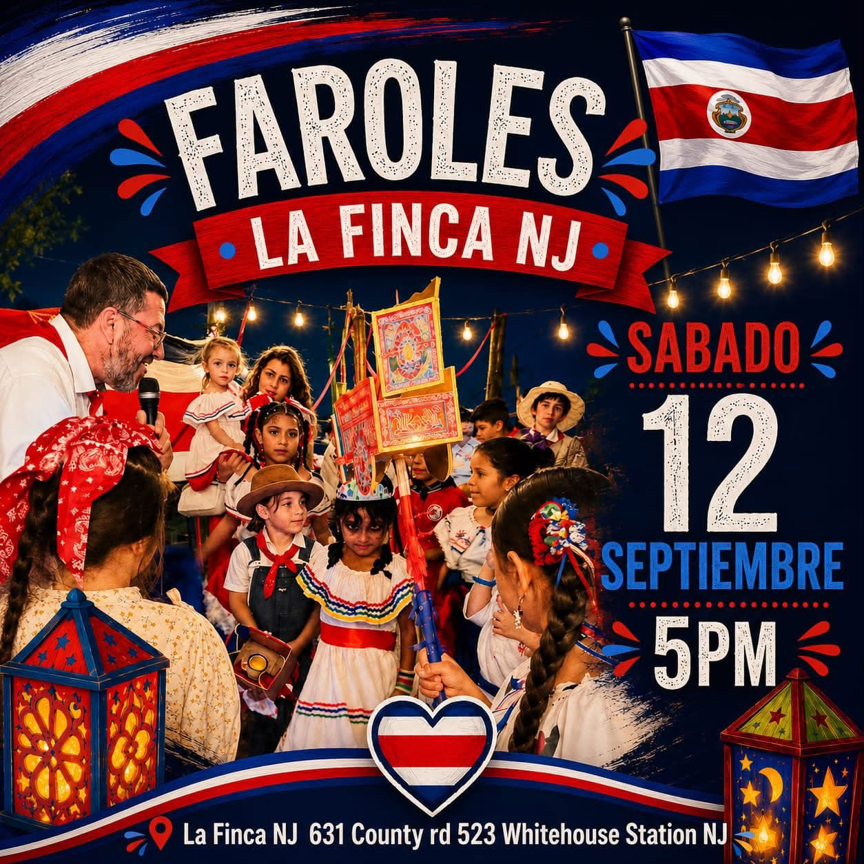 Flyer oficial: Faroles La Finca NJ, sábado 12 de septiembre, 5PM