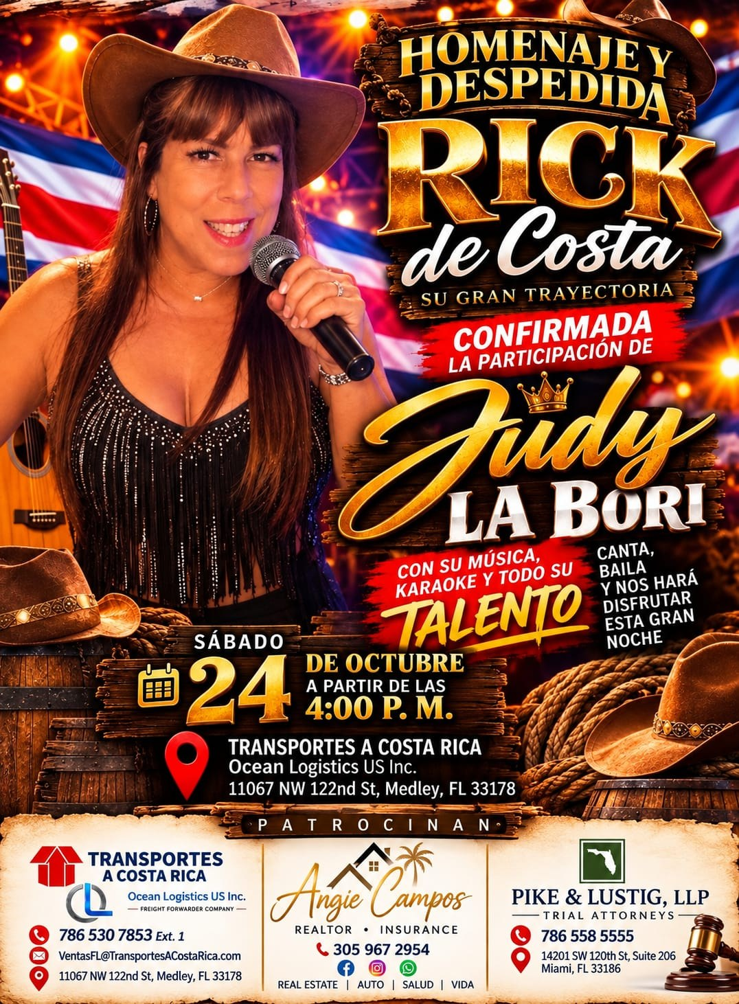 Judy La Bori en la despedida de Rick de Costa