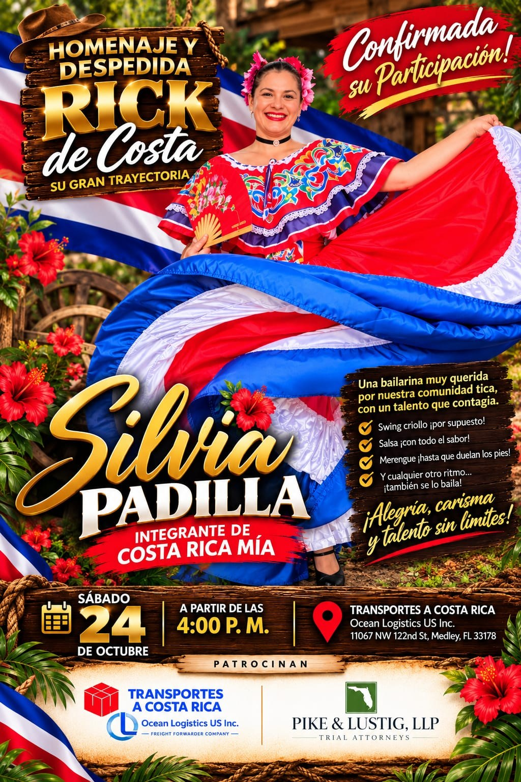 Silvia Padilla en la despedida de Rick de Costa